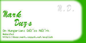 mark duzs business card