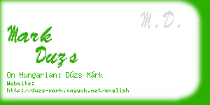 mark duzs business card